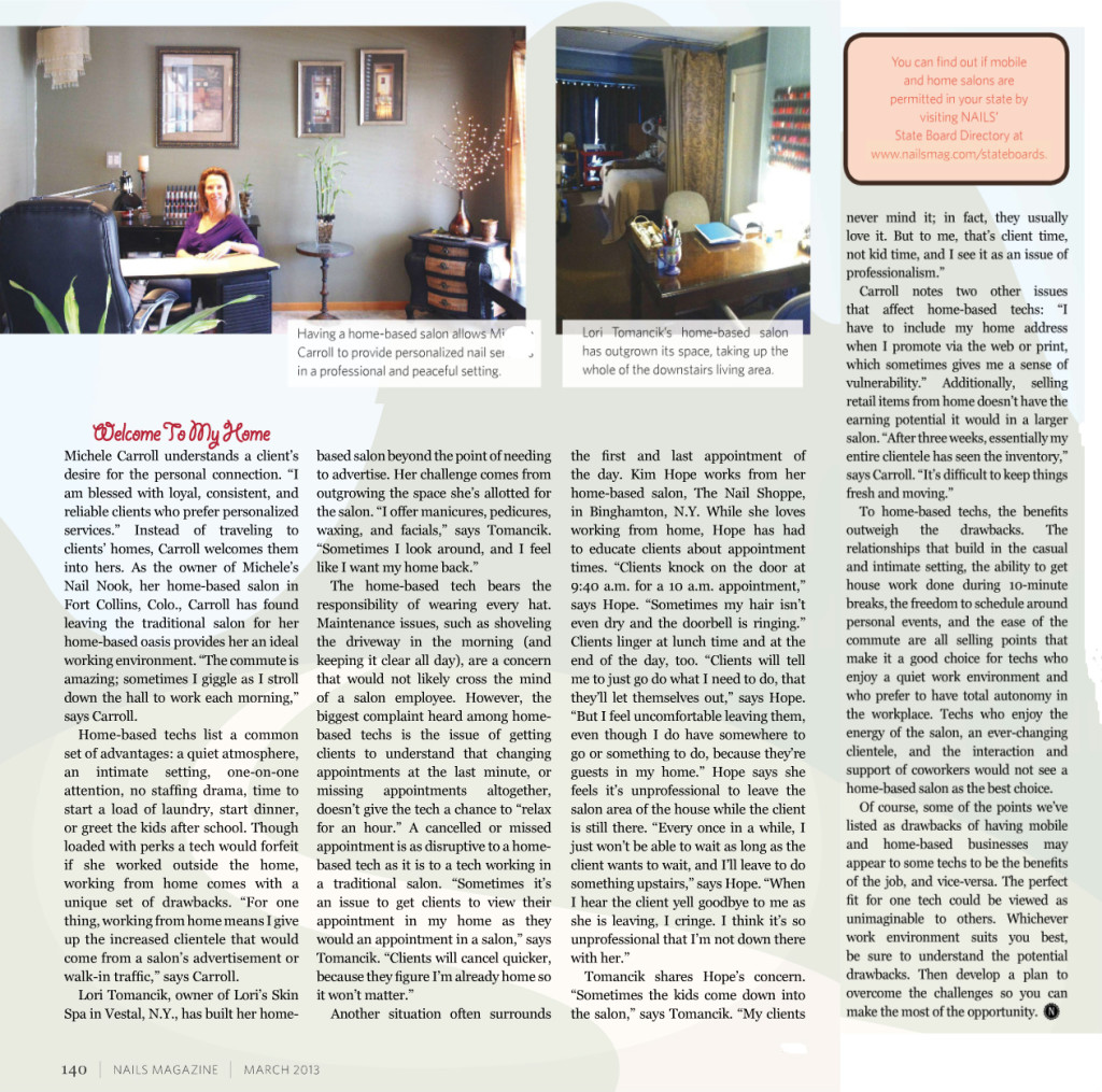 Michele Carroll of Fort Collins feautered in Nails Magazine March 2013